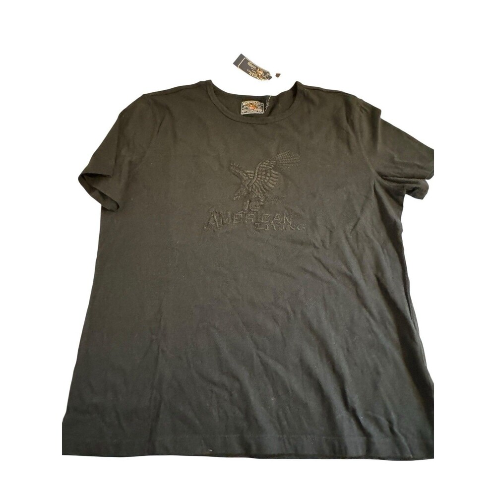 American Living Mens Sz L Short Sleeve Crew Neck T Shirt Black W/  Eagle NWT